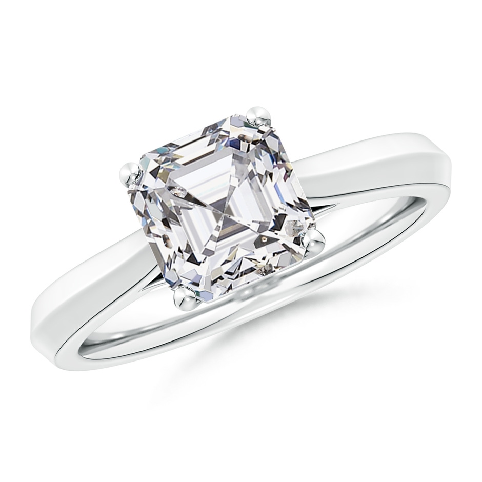 7.5mm HSI2 Square Emerald-Cut Diamond Knife-Edge Shank Trellis Engagement Ring in P950 Platinum 