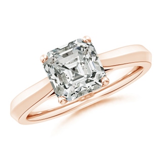 7.5mm KI3 Square Emerald-Cut Diamond Knife-Edge Shank Trellis Engagement Ring in Rose Gold