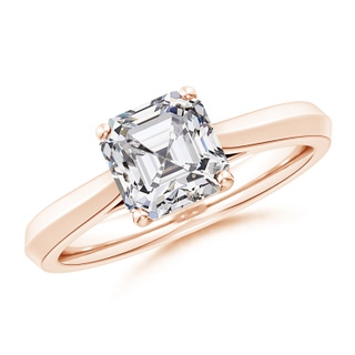 7mm HSI2 Square Emerald-Cut Diamond Knife-Edge Shank Trellis Engagement Ring in 9K Rose Gold