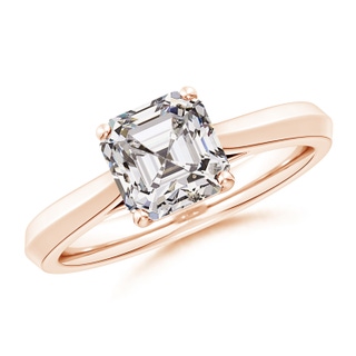 7mm IJI1I2 Square Emerald-Cut Diamond Knife-Edge Shank Trellis Engagement Ring in Rose Gold