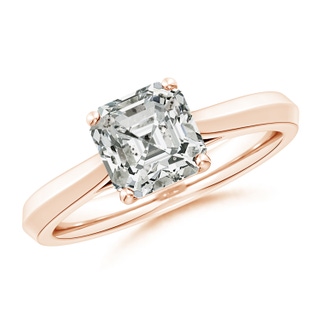 7mm KI3 Square Emerald-Cut Diamond Knife-Edge Shank Trellis Engagement Ring in 10K Rose Gold