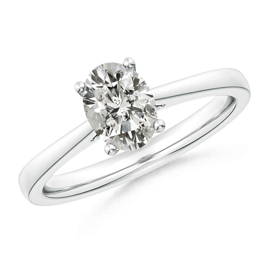 7.7x5.7mm KI3 Oval Diamond Reverse Tapered Shank Cathedral Engagement Ring in White Gold 