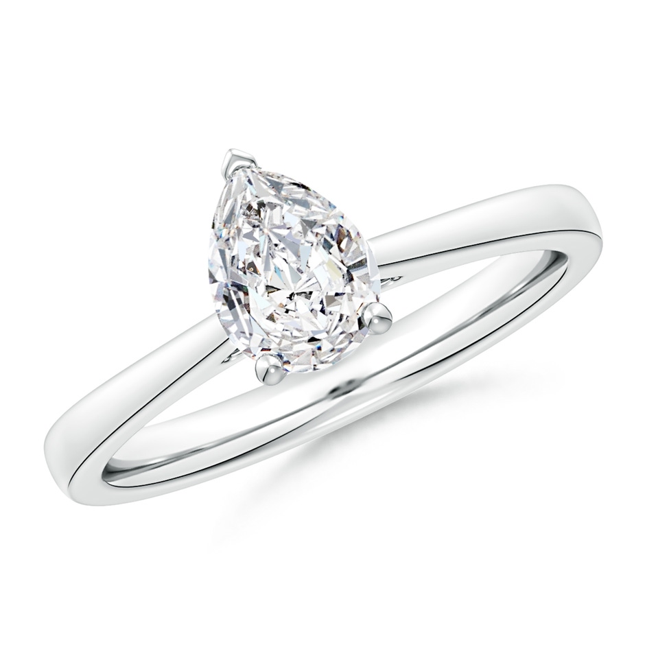 7.7x5.7mm HSI2 Pear Diamond Reverse Tapered Shank Cathedral Engagement Ring in White Gold 