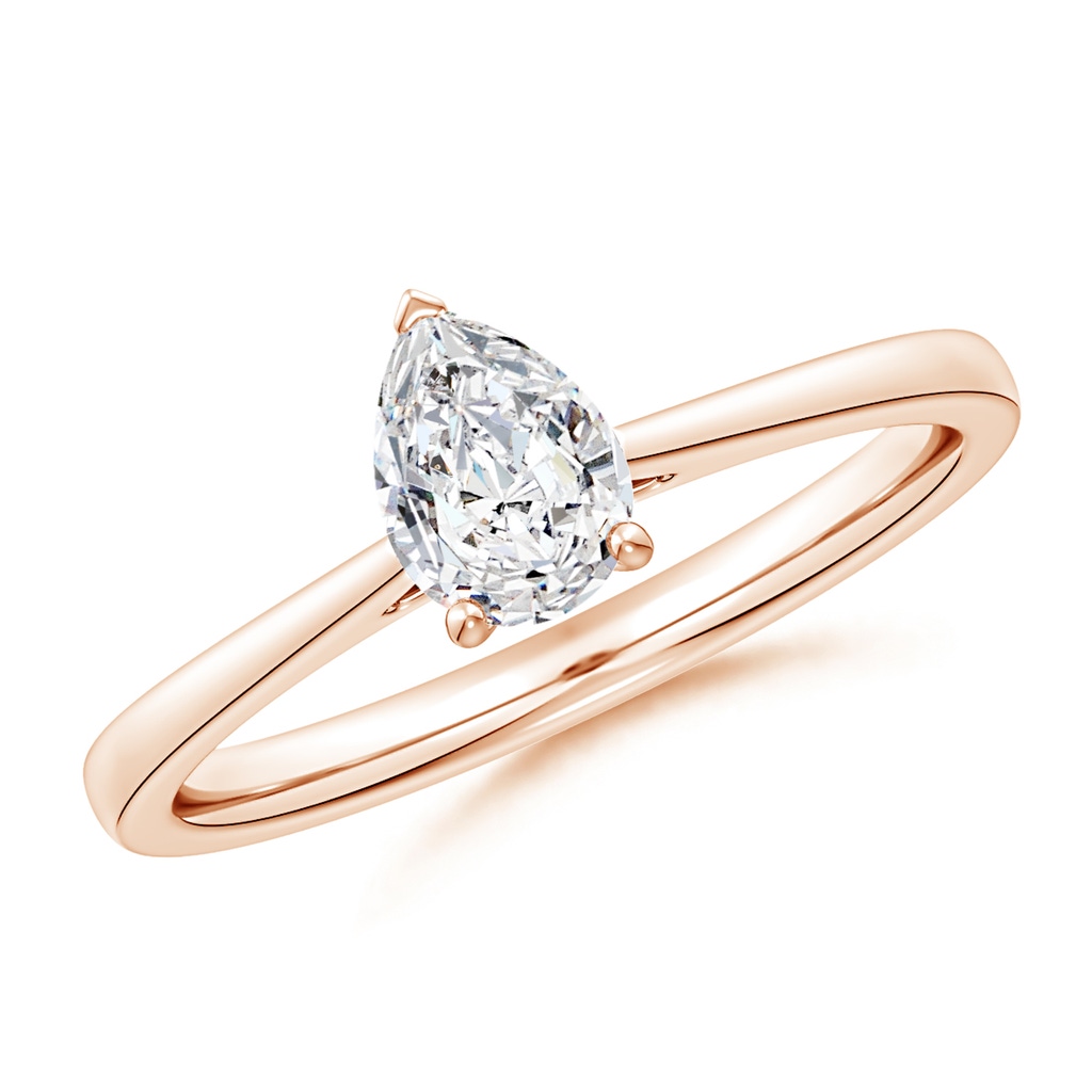 7x5mm HSI2 Pear Diamond Reverse Tapered Shank Cathedral Engagement Ring in Rose Gold