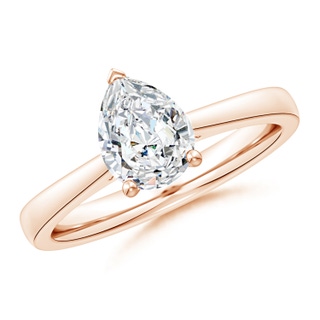 8.5x6.5mm GVS2 Pear Diamond Reverse Tapered Shank Cathedral Engagement Ring in 10K Rose Gold