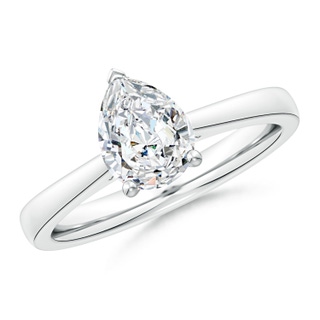 8.5x6.5mm GVS2 Pear Diamond Reverse Tapered Shank Cathedral Engagement Ring in P950 Platinum