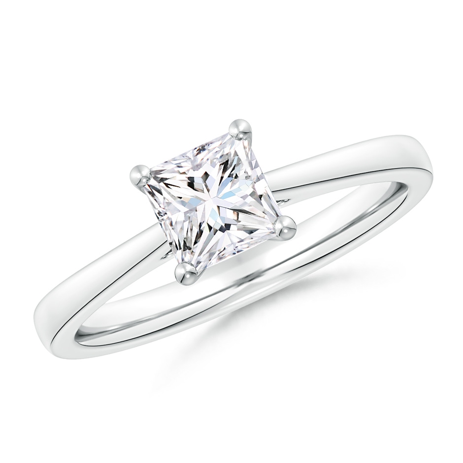 5.5mm GVS2 Princess-Cut Diamond Reverse Tapered Shank Cathedral Engagement Ring in P950 Platinum 