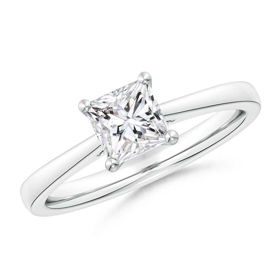 5.5mm HSI2 Princess-Cut Diamond Reverse Tapered Shank Cathedral Engagement Ring in White Gold 