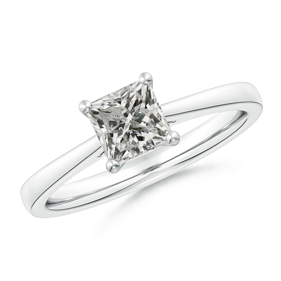 5.5mm KI3 Princess-Cut Diamond Reverse Tapered Shank Cathedral Engagement Ring in P950 Platinum 