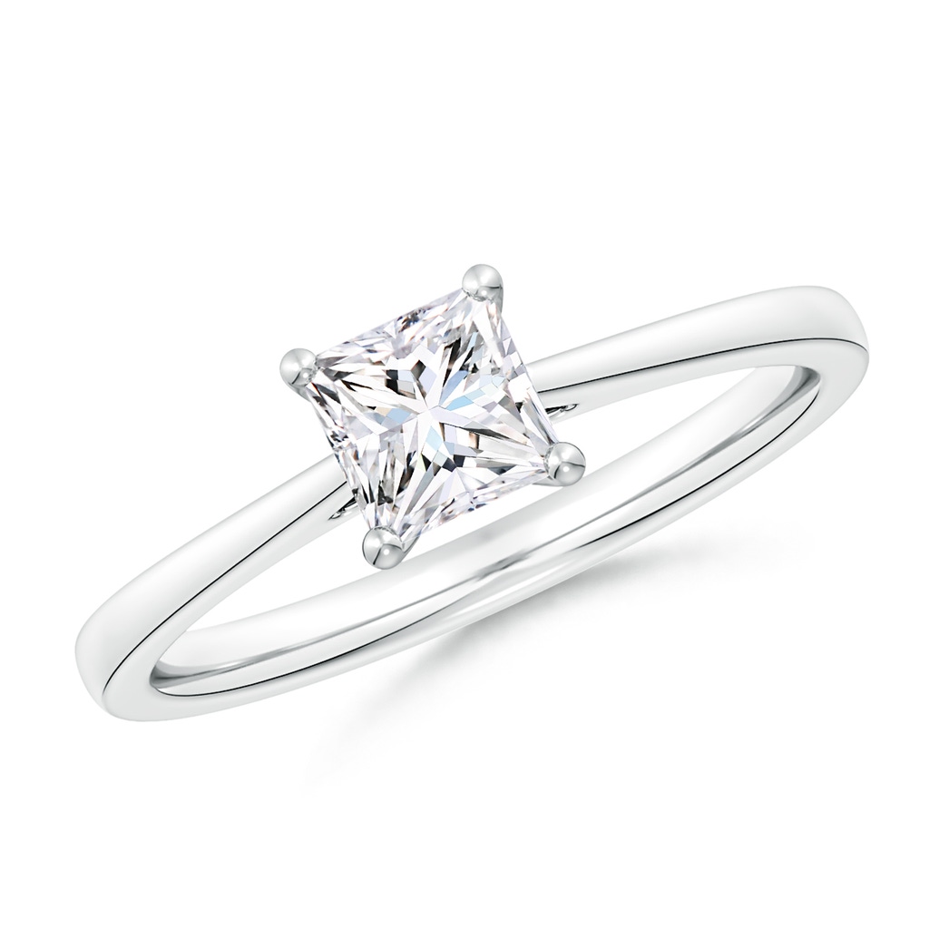 5mm GVS2 Princess-Cut Diamond Reverse Tapered Shank Cathedral Engagement Ring in P950 Platinum