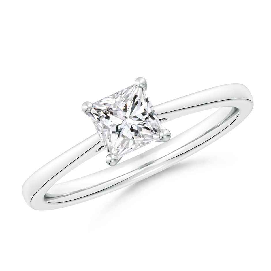 5mm HSI2 Princess-Cut Diamond Reverse Tapered Shank Cathedral Engagement Ring in White Gold 