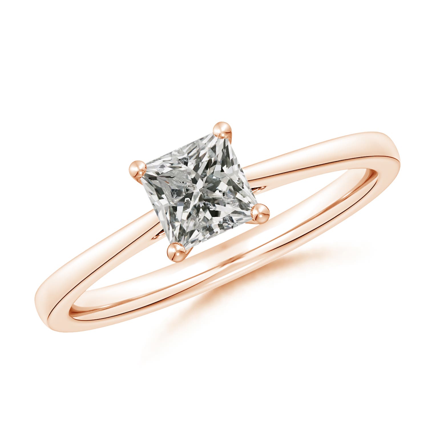 5mm KI3 Princess-Cut Diamond Reverse Tapered Shank Cathedral Engagement Ring in 18CT Rose Gold