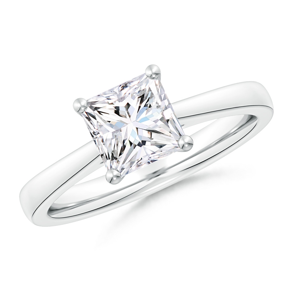 6.5mm GVS2 Princess-Cut Diamond Reverse Tapered Shank Cathedral Engagement Ring in P950 Platinum 