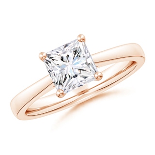 6.5mm GVS2 Princess-Cut Diamond Reverse Tapered Shank Cathedral Engagement Ring in Rose Gold