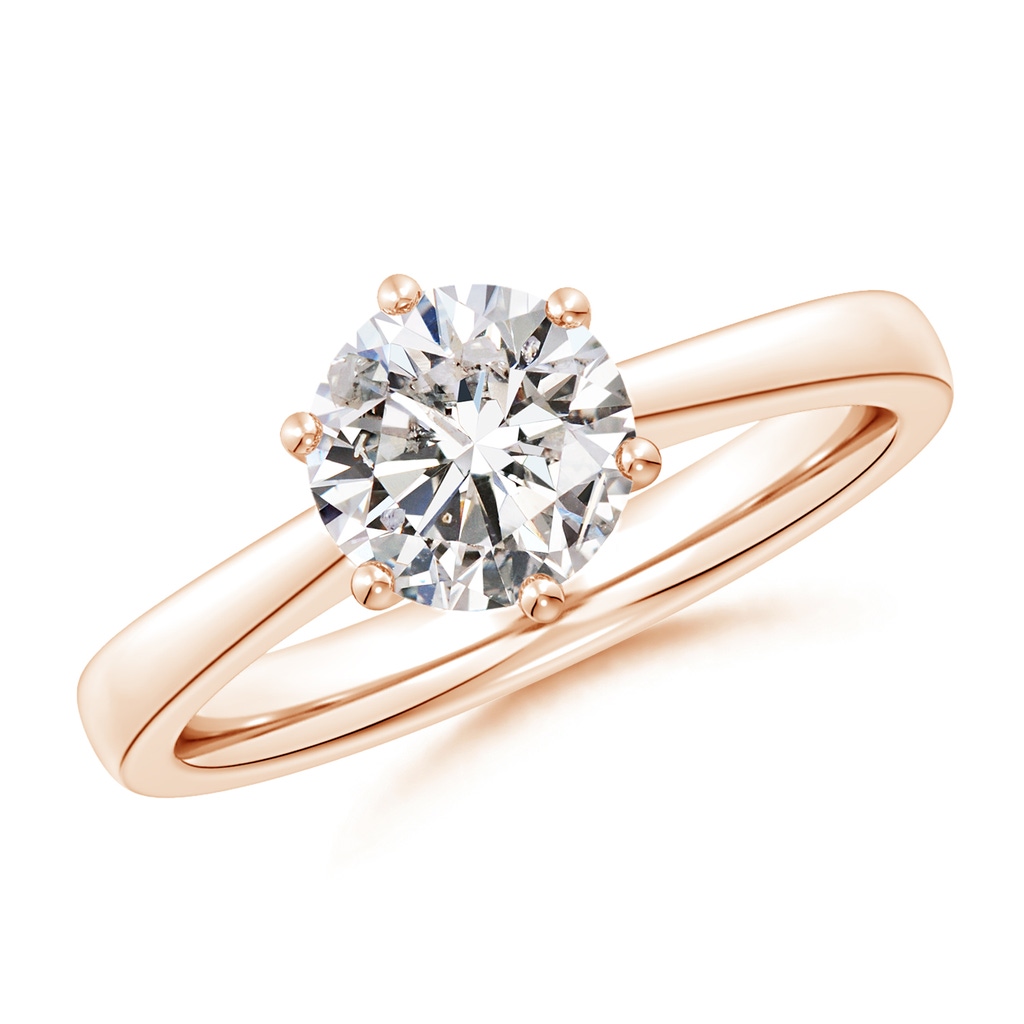 7.4mm IJI1I2 Round Diamond Reverse Tapered Shank Cathedral Engagement Ring in Rose Gold