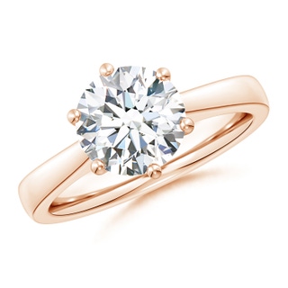 8.9mm GVS2 Round Diamond Reverse Tapered Shank Cathedral Engagement Ring in Rose Gold