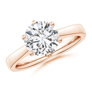 8.9mm HSI2 Round Diamond Reverse Tapered Shank Cathedral Engagement Ring in 9K Rose Gold