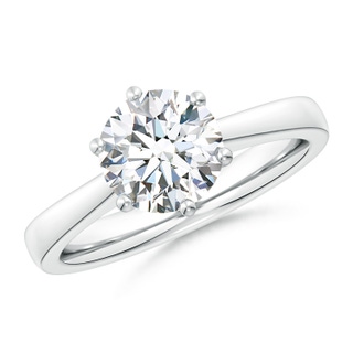 8mm GVS2 Round Diamond Reverse Tapered Shank Cathedral Engagement Ring in P950 Platinum
