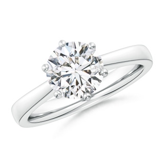 8mm HSI2 Round Diamond Reverse Tapered Shank Cathedral Engagement Ring in P950 Platinum