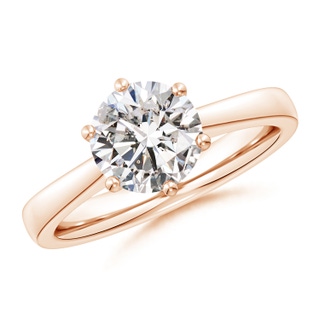 8mm IJI1I2 Round Diamond Reverse Tapered Shank Cathedral Engagement Ring in Rose Gold
