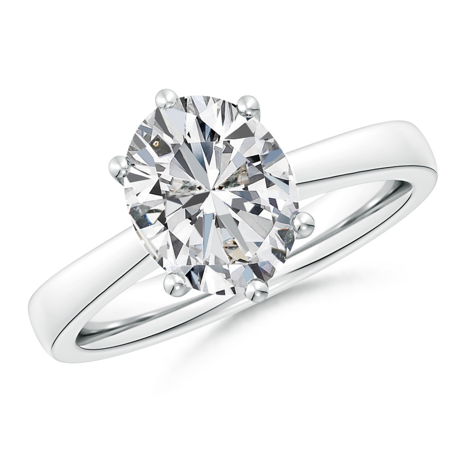 10x8mm HSI2 Oval Diamond Reverse Tapered Shank Cathedral Engagement Ring in P950 Platinum 