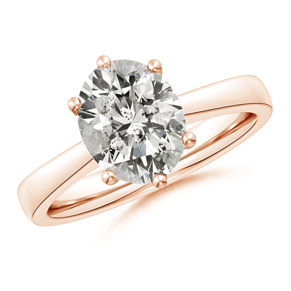 10x8mm KI3 Oval Diamond Reverse Tapered Shank Cathedral Engagement Ring in Rose Gold 