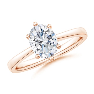 8.5x6.5mm GVS2 Oval Diamond Reverse Tapered Shank Cathedral Engagement Ring in Rose Gold