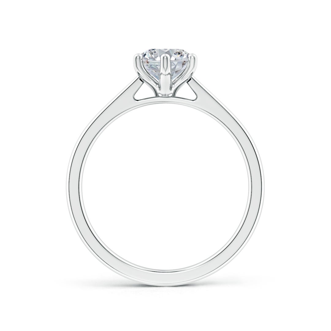 8.5x6.5mm HSI2 Oval Diamond Reverse Tapered Shank Cathedral Engagement Ring in White Gold - side 2
