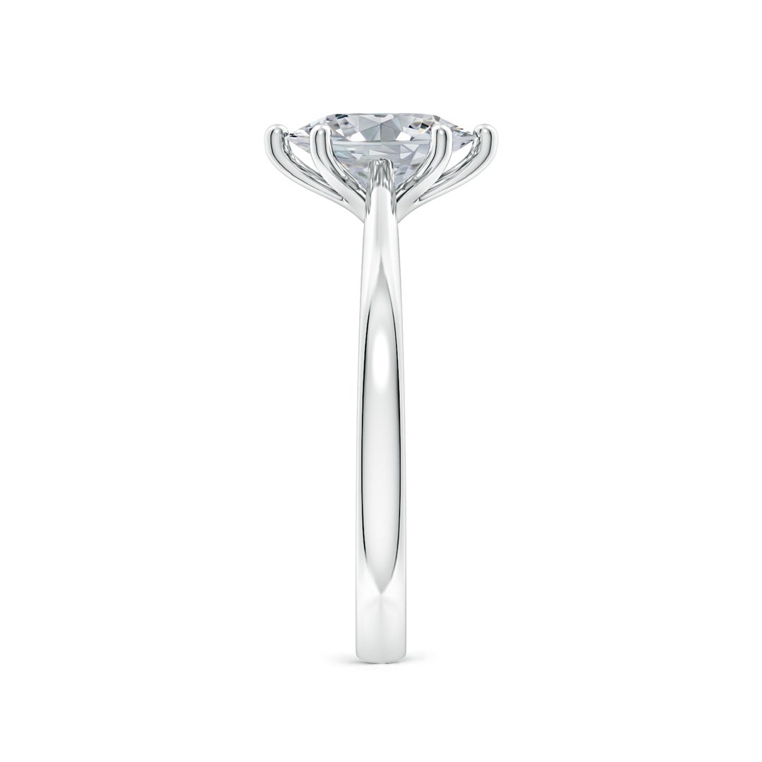 8.5x6.5mm HSI2 Oval Diamond Reverse Tapered Shank Cathedral Engagement Ring in White Gold - side 3
