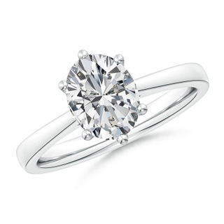 9x7mm HSI2 Oval Diamond Reverse Tapered Shank Cathedral Engagement Ring in P950 Platinum