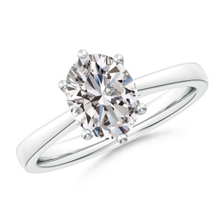 9x7mm IJI1I2 Oval Diamond Reverse Tapered Shank Cathedral Engagement Ring in P950 Platinum