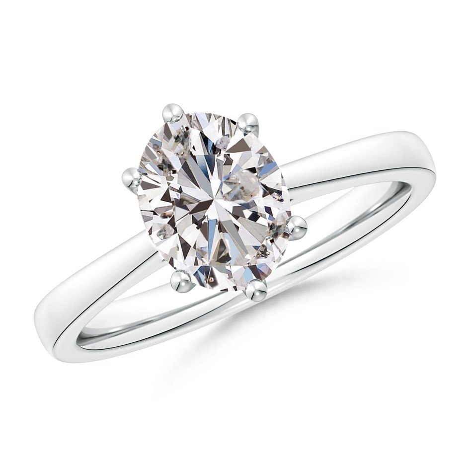 9x7mm IJI1I2 Oval Diamond Reverse Tapered Shank Cathedral Engagement Ring in P950 Platinum 