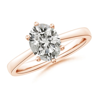 9x7mm KI3 Oval Diamond Reverse Tapered Shank Cathedral Engagement Ring in 9K Rose Gold