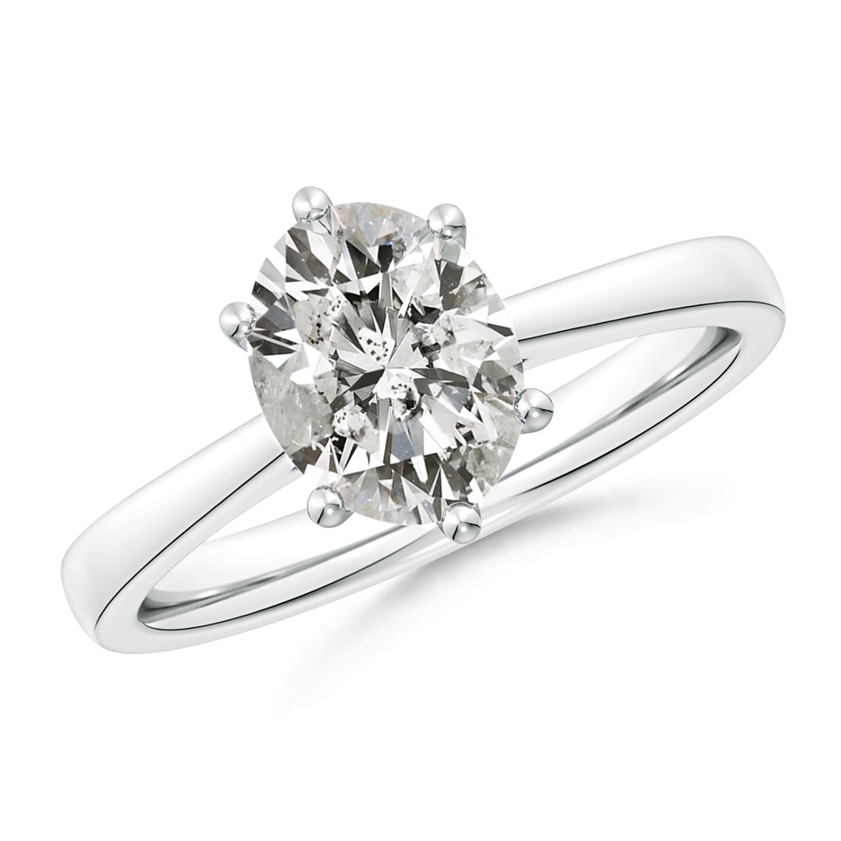 9x7mm KI3 Oval Diamond Reverse Tapered Shank Cathedral Engagement Ring in P950 Platinum 