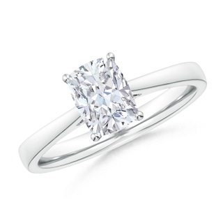 7.5x5.5mm GVS2 Cushion Rectangular Diamond Reverse Tapered Shank Cathedral Engagement Ring in P950 Platinum