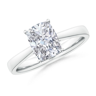 8.5x6.5mm HSI2 Cushion Rectangular Diamond Reverse Tapered Shank Cathedral Engagement Ring in P950 Platinum