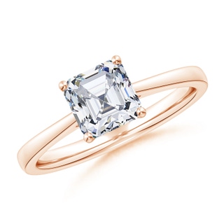 6.5mm GVS2 Square Emerald-Cut Diamond Reverse Tapered Shank Cathedral Engagement Ring in Rose Gold