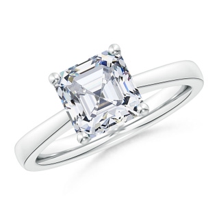 7.5mm GVS2 Square Emerald-Cut Diamond Reverse Tapered Shank Cathedral Engagement Ring in P950 Platinum