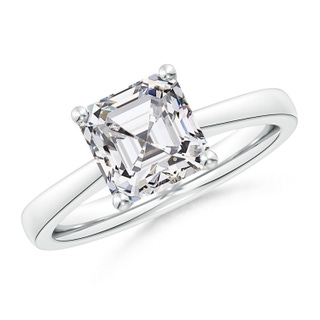 7.5mm HSI2 Square Emerald-Cut Diamond Reverse Tapered Shank Cathedral Engagement Ring in P950 Platinum