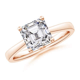 7.5mm HSI2 Square Emerald-Cut Diamond Reverse Tapered Shank Cathedral Engagement Ring in Rose Gold