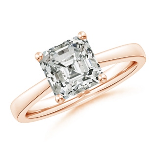 7.5mm KI3 Square Emerald-Cut Diamond Reverse Tapered Shank Cathedral Engagement Ring in Rose Gold