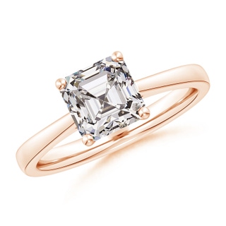 7mm IJI1I2 Square Emerald-Cut Diamond Reverse Tapered Shank Cathedral Engagement Ring in Rose Gold