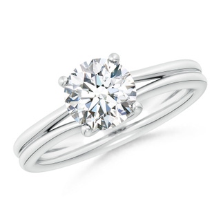7.4mm GVS2 Round Diamond Double Shank Solitaire Engagement Ring in P950 Platinum