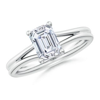 7.5x5.5mm GVS2 Emerald-Cut Diamond Double Shank Solitaire Engagement Ring in P950 Platinum