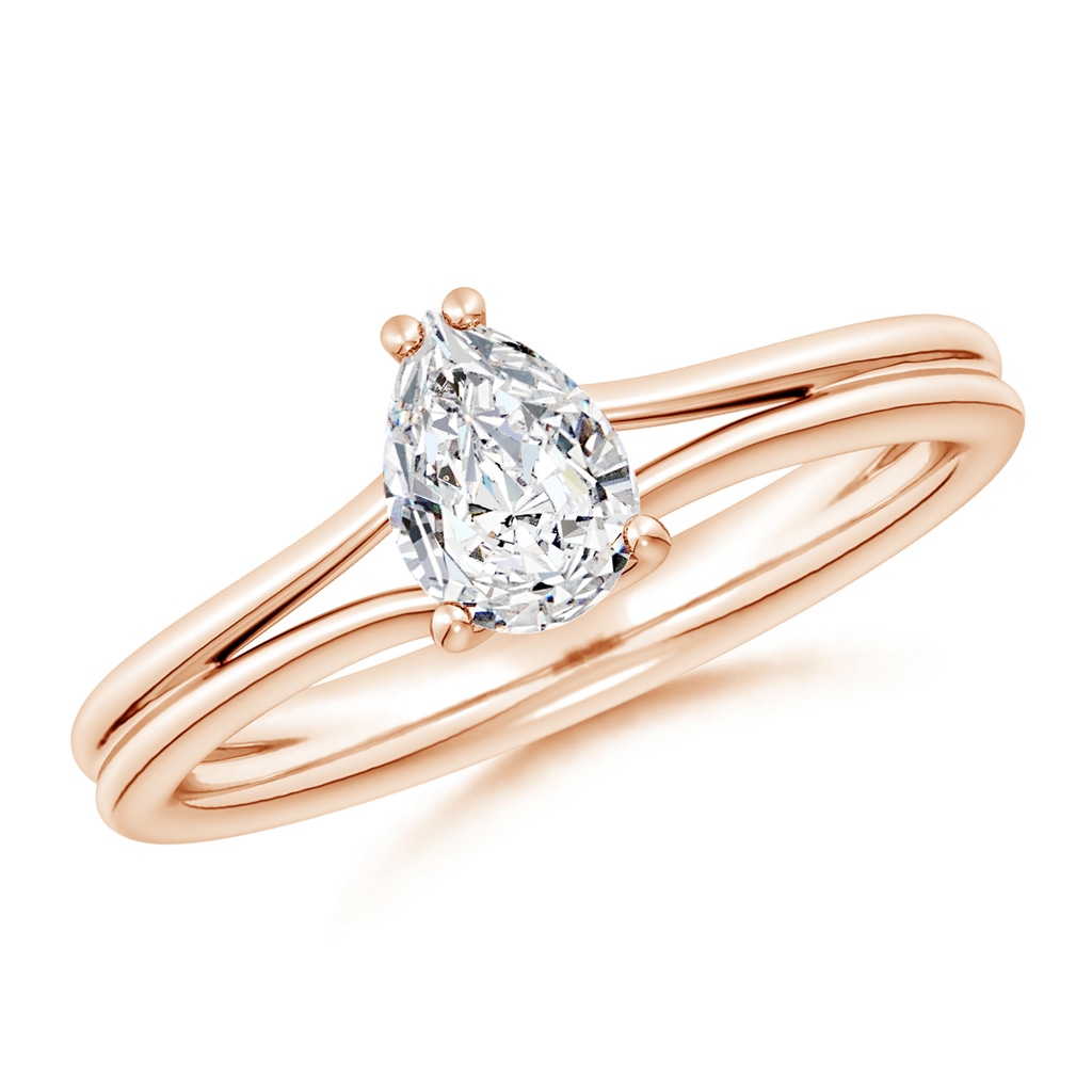 7x5mm HSI2 Pear Diamond Double Shank Solitaire Engagement Ring in Rose Gold