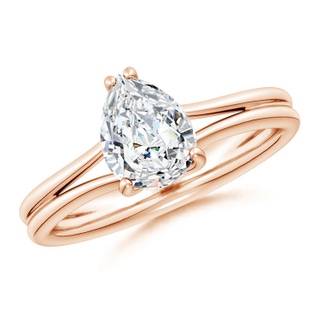 8.5x6.5mm GVS2 Pear Diamond Double Shank Solitaire Engagement Ring in Rose Gold