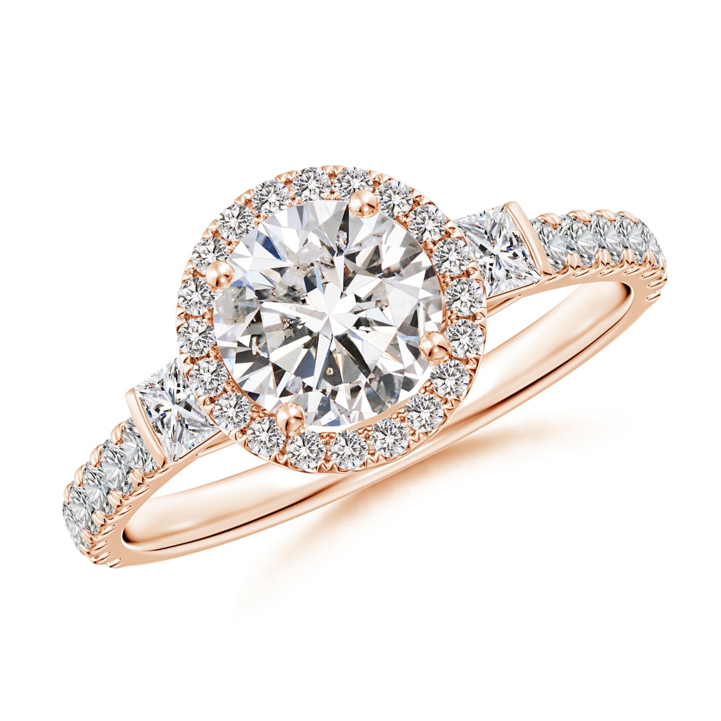 6.5mm IJI1I2 Round Diamond Side Stone Halo Engagement Ring in Rose Gold