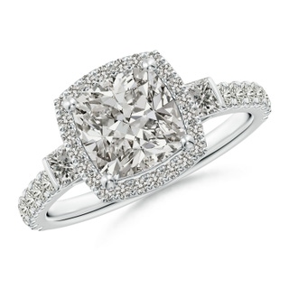 7mm KI3 Cushion Diamond Side Stone Halo Engagement Ring in P950 Platinum