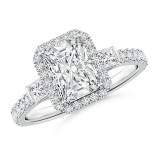 7.5x5.8mm HSI2 Radiant-Cut Diamond Side Stone Halo Engagement Ring in P950 Platinum