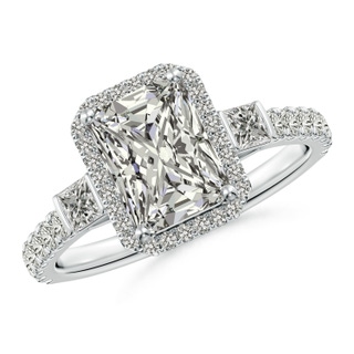 8x6mm KI3 Radiant-Cut Diamond Side Stone Halo Engagement Ring in P950 Platinum